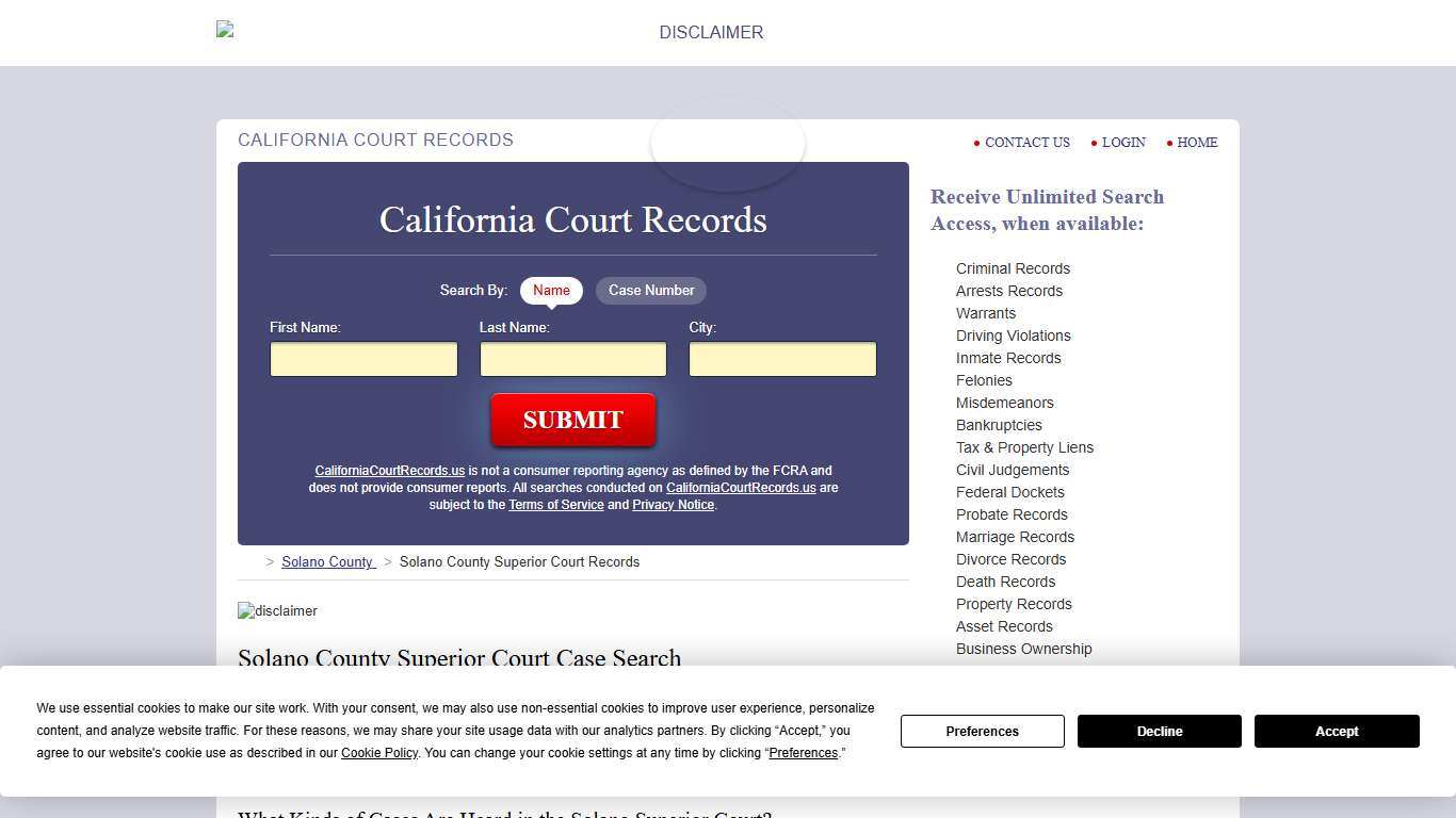 Solano County Superior Court Records CaliforniaCourtRecords.us